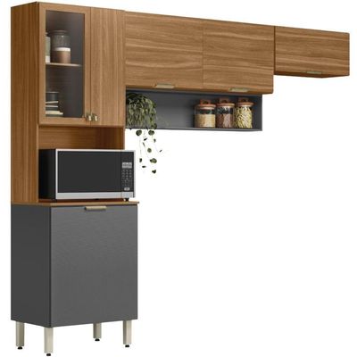 Cozinha Modulada 3 Pecas 250 Cm Mdp Alba Amendola Grafito Prime Demobile Amendola Grafito Prime