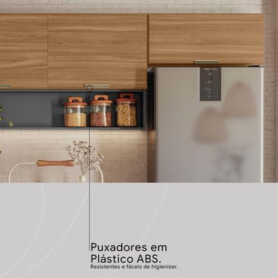 Cozinha Modulada 3 Pecas 250 Cm Mdp Alba Amendola Grafito Prime Demobile Amendola Grafito Prime