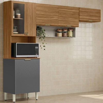 Cozinha Modulada 3 Pecas 250 Cm Mdp Alba Amendola Grafito Prime Demobile Amendola Grafito Prime