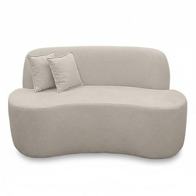 Sofá Minimalista Orgânico 2 Lugares Sala Bouclé Bege