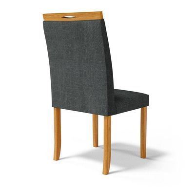Kit Com 4 Cadeiras Maiara Madeira Maciça Estofadas Para Mesa De Jantar Linho Chumbo 406