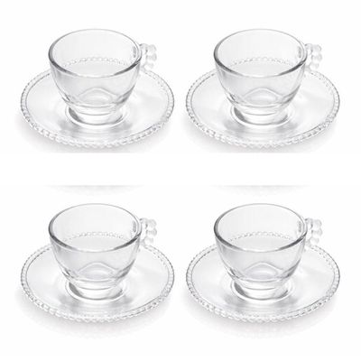 Conjunto 04 Xícaras De Cafezinho De Cristal 80ml Pearl Wolff