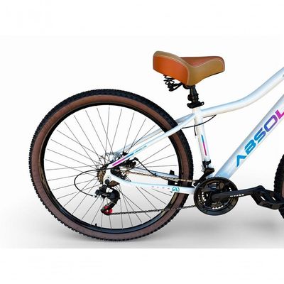 Bicicleta Aro 29 Feminina Absolute Hera Retrô Vintage 21v Hidráulica Confortável Cesta Selim 2 Molas - Branco Tam 15
