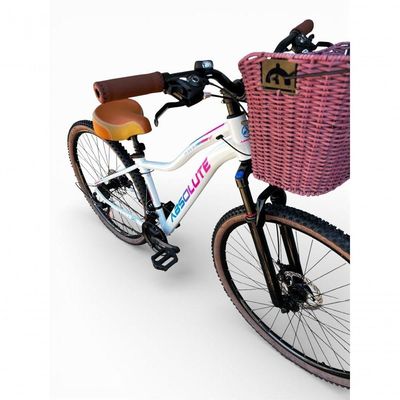 Bicicleta Aro 29 Feminina Absolute Hera Retrô Vintage 21v Hidráulica Confortável Cesta Selim 2 Molas - Branco Tam 15