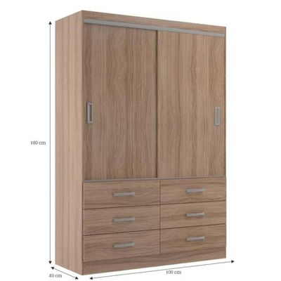 Guarda Roupa Casal Veneza Premium 2 Portas De Correr 6 Gavetas - Demolição Demolição