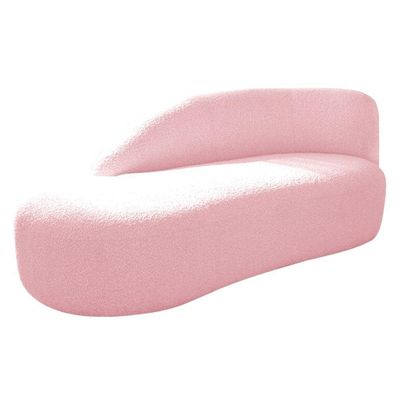 Kit Divã Luna 140cm Lado Esquerdo E 01 Poltrona Base De Ferro Dourado Suede Cor Rosa Bebê