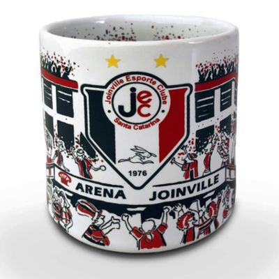 Caneca KazzaVip do Jec Cerâmica 360 ML Estádio Arena Joinville Licenciada Branco