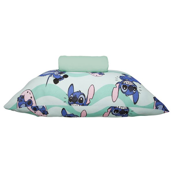 Jogo de Lençol KazzaVip Solteiro Malha 100% Algodão Play Disney Stitch Fit 2 Peças Verde