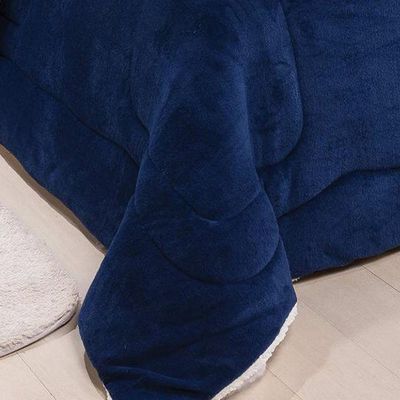 Coberdrom Robust Queen Manta Soft Sherpa Lã de Carneiro Pesado Grosso 1 Peça - Azul Marinho