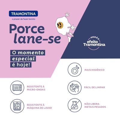 Kit Prato Raso Tramontina Groovy Breakfast em Porcelana Decorada 25 cm 2 Peças