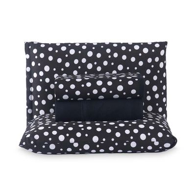 Jogo de Lençol Polly Queen 4 Peças Malha 100% Algodão Estampado Bolinhas - Preto