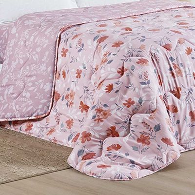 Edredom Benim Queen 01 Peça Micropercal 400 Fios Dupla Face Estampado - Flora Rosa - 100% Poliéster