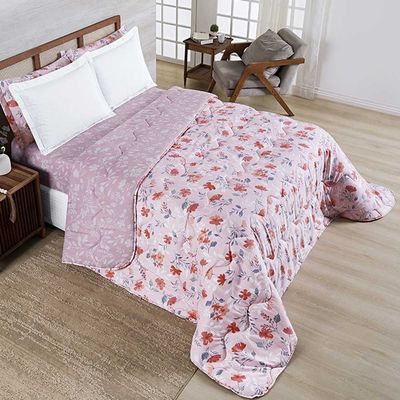 Edredom Benim Queen 01 Peça Micropercal 400 Fios Dupla Face Estampado - Flora Rosa - 100% Poliéster