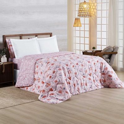 Edredom Benim Queen 01 Peça Micropercal 400 Fios Dupla Face Estampado - Flora Rosa - 100% Poliéster
