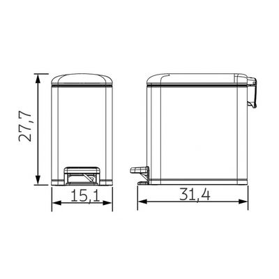 Lixeira Tipo D Slim Aço Inox Acetinado Balde Interno 6 Litros - Tramontina 94538/606