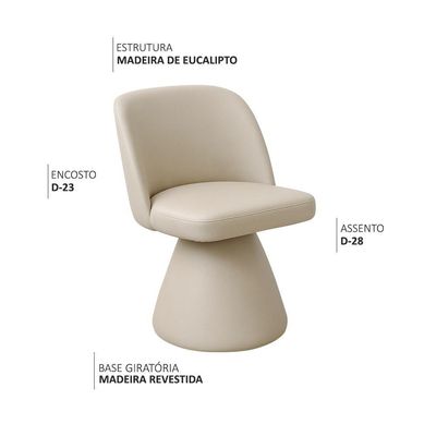 Kit 02 Cadeiras De Jantar Base Giratória Liz Corano Off White - Nexta Casa