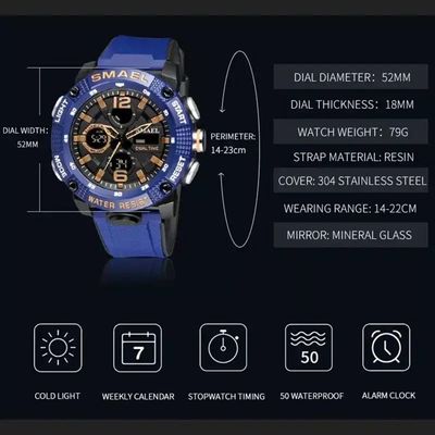 Relógio Esportivo Smael 8930 Analógico-digital á Prova D´ água Azul