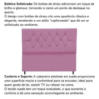 Cabeceira Estofada Cama Box Solteirão 100 Cm Suede Paris Rosa