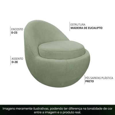 Poltrona Decorativa Orgânica Kaira Base Fixa Bouclé Verde Claro - Nexta Casa
