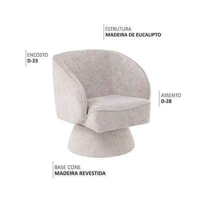Poltrona Decorativa Agnes Base Fixa Linhão Aveludado Off White - Nexta Casa
