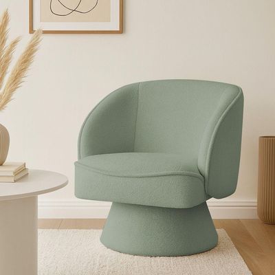Poltrona Decorativa Agnes Base Fixa Bouclé Verde Claro - Nexta Casa
