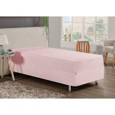 Jogo De Cama Solteiro Nobre 2 Peças Luva De Box 55cm De Altura Malha 100% Algodão - Rosa