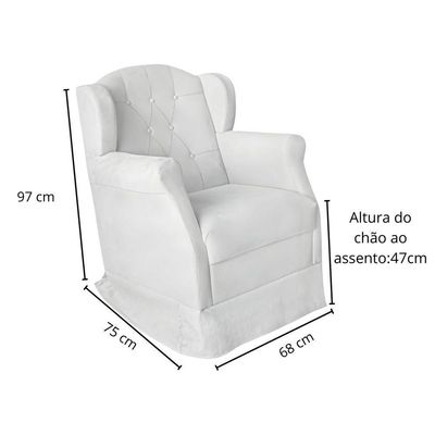 Cadeira Poltrona Amamentação E Puff Descanso Glamour Corino branco