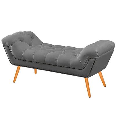 Recamier Estofada Casal Ayla Veludo Cinza