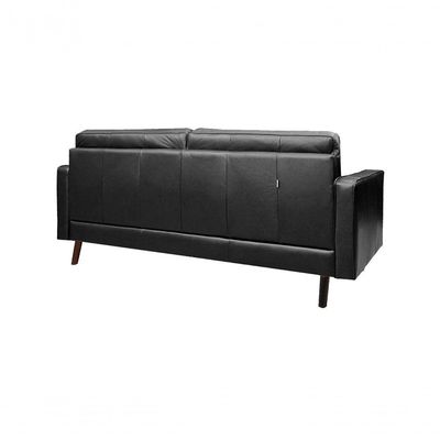 Sofá De Couro Melfi 4 Lugares Preto Pigmentado - Mempra