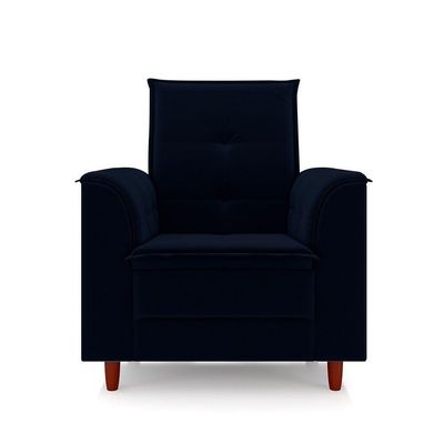 Poltrona Para Sala Confortável Decorativa Isa Veludo Azul Marinho