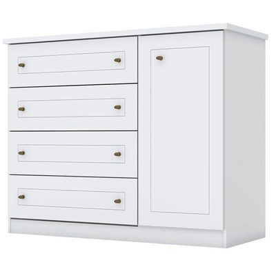 Berço Nacional Mel Branco Acetinado - Reller E Cômoda Infantil Americano Branco Hp - Henn