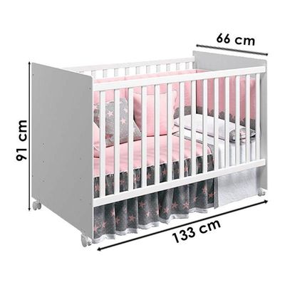 Berço Nacional Mel Branco Acetinado - Reller E Cômoda Infantil Americano Branco Hp - Henn