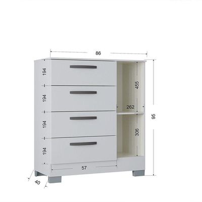 Cômoda Elena Poquema Com 1 Porta E 4 Gavetas Branco