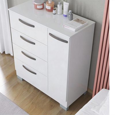 Cômoda Elena Poquema Com 1 Porta E 4 Gavetas Branco