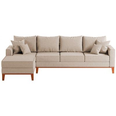 Sofá 4 Lugares Beny Com Chaise Esquerdo Linho Bege