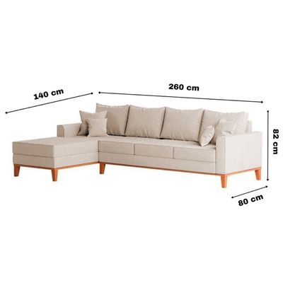 Sofá 4 Lugares Beny Com Chaise Esquerdo Linho Bege