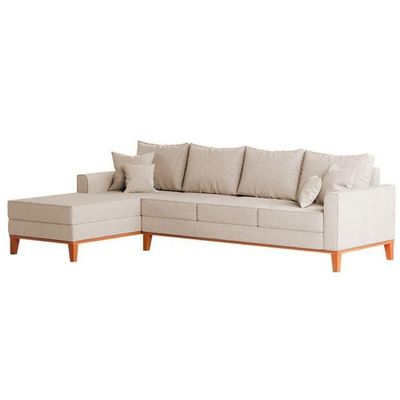 Sofá 4 Lugares Beny Com Chaise Esquerdo Linho Bege