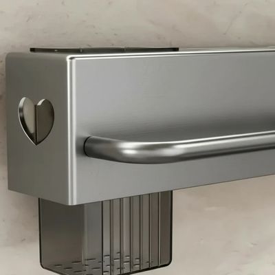 Suporte Organizador Cozinha Parede Aço Inox 6 Ganchos Porta Facas Utensílios Cinza