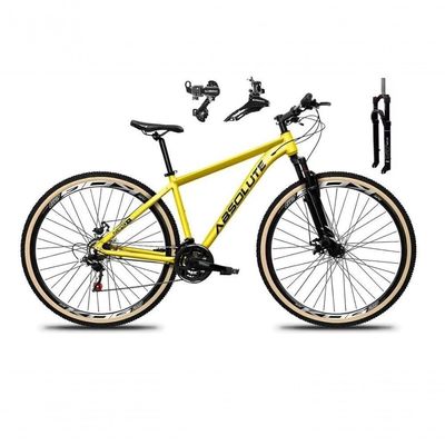 Bicicleta Aro 29 Absolute Nero 5 Alumínio Câmbios Shimano 24v Garfo Com Trava Mountain Bike Amarelo 17