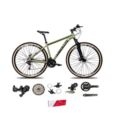 Bicicleta Aro 29 Absolute Nero 5 Alumínio 2x9 Freios Hidráulicos K7 Garfo Com Trava 18v Oliva 15