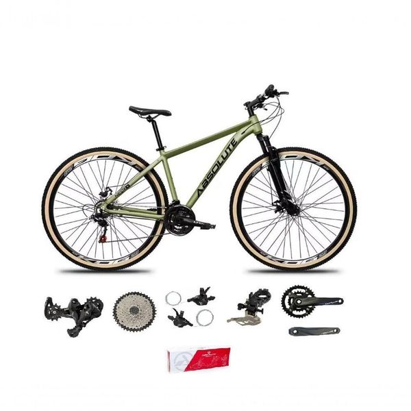 Bicicleta Aro 29 Absolute Nero 5 Alumínio 2x9 Freios Hidráulicos K7 Garfo Com Trava 18v Oliva 19