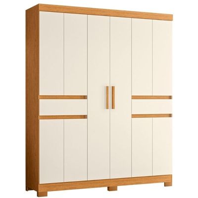 Armário De Quarto E Prateleiras 10 Portas Cinamomo Mel Off White
