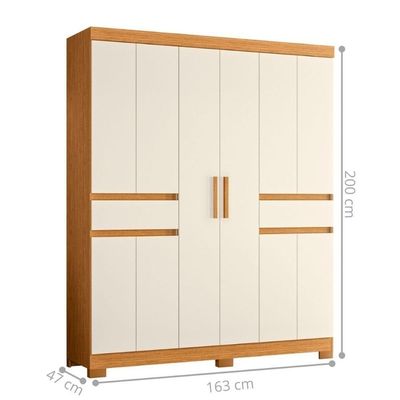 Armário De Quarto E Prateleiras 10 Portas Cinamomo Mel Off White