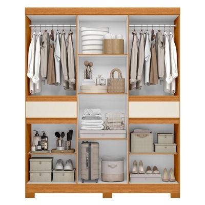 Armário De Quarto E Prateleiras 10 Portas Cinamomo Mel Off White
