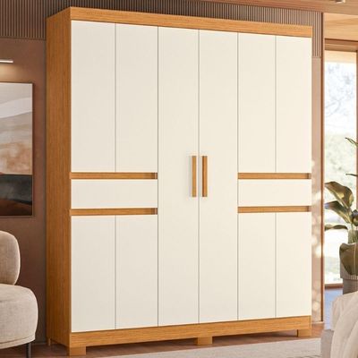Armário De Quarto E Prateleiras 10 Portas Cinamomo Mel Off White