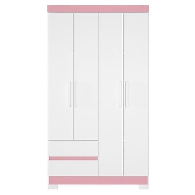 Guarda Roupa Solteiro Olímpia 4 Portas 2 Gavetas Quadriflex Branco-rosa - Móveis Albatroz Branco-rosa