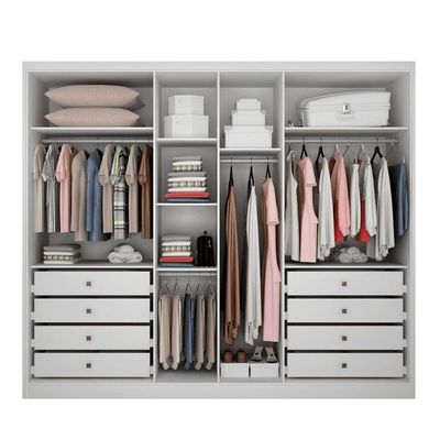 Guarda Roupa Casal Com Espelho 6 Portas 8 Gavetas - Rizon-branco - Móveis Horizonte