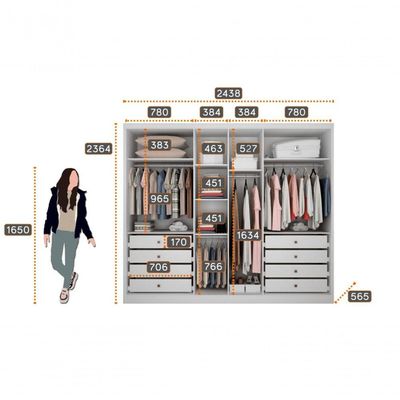 Guarda Roupa Casal Com Espelho 6 Portas 8 Gavetas - Rizon-branco - Móveis Horizonte