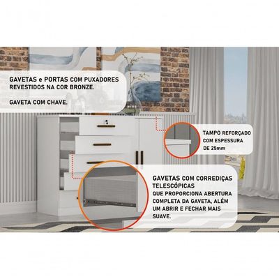 Cômoda Para Quarto Com Sapateira 5 Gav - Seul Horizonte