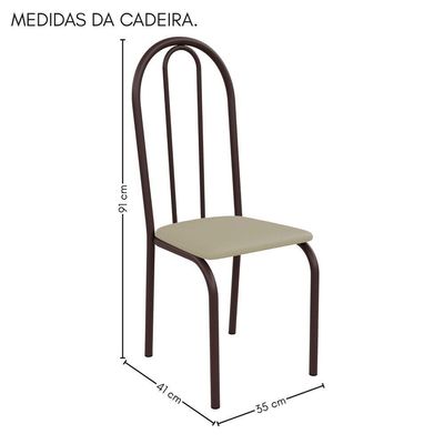 Kit 4 Cadeiras Ilhabela Estrutura Em Aço Marrom Tecido Creme